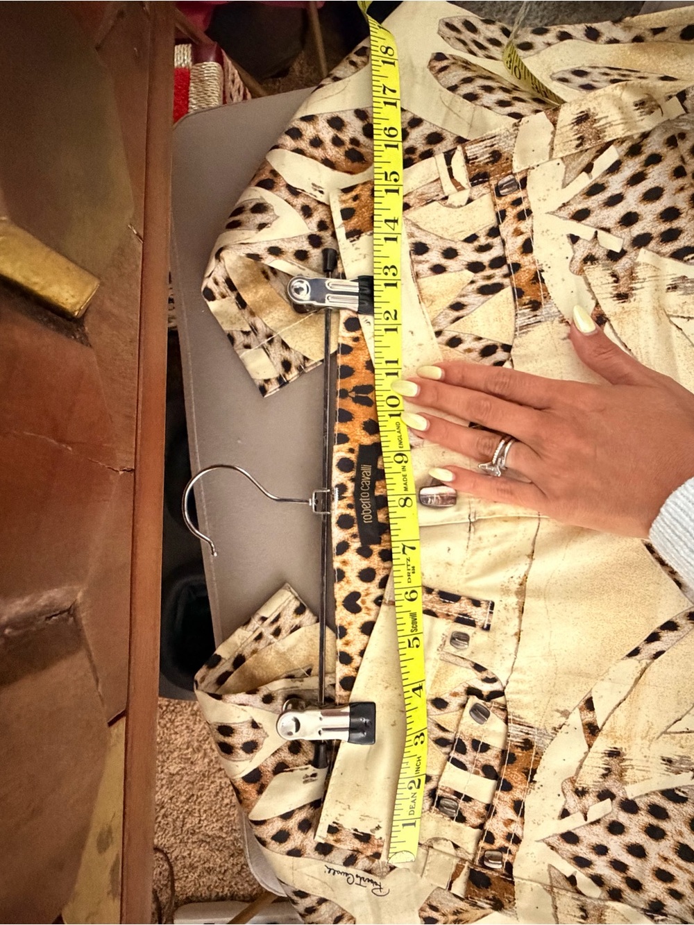 Roberto Cavalli Cream and Brown Leopard-Accent High-Waist Pants - Picture 9 of 10